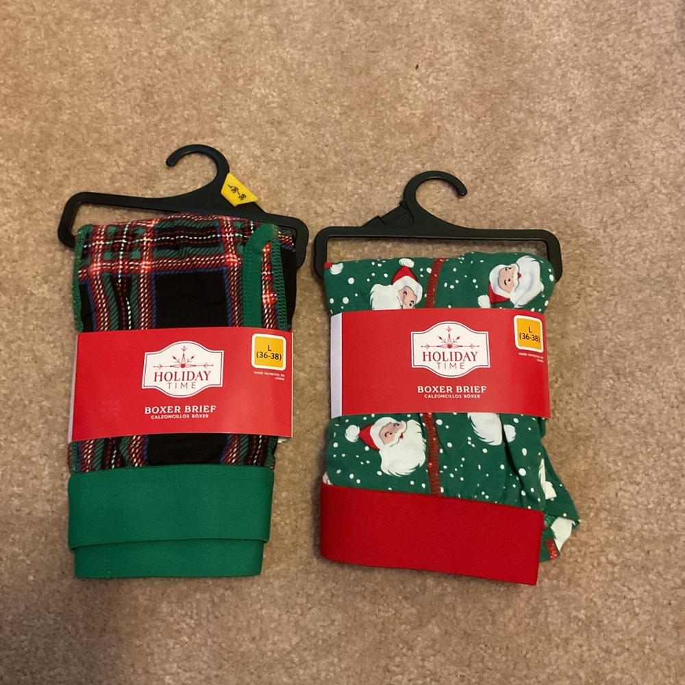 Holiday Time Green and Red Boxer Briefs Festive Collection